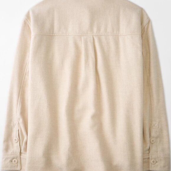 NWT American Eagle M Women's Oversized Fleece & Love Shacket, Sand Medium (AEO) - Picture 6 of 13